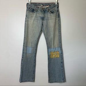 Lucky brand patchwork straight leg denim jeans